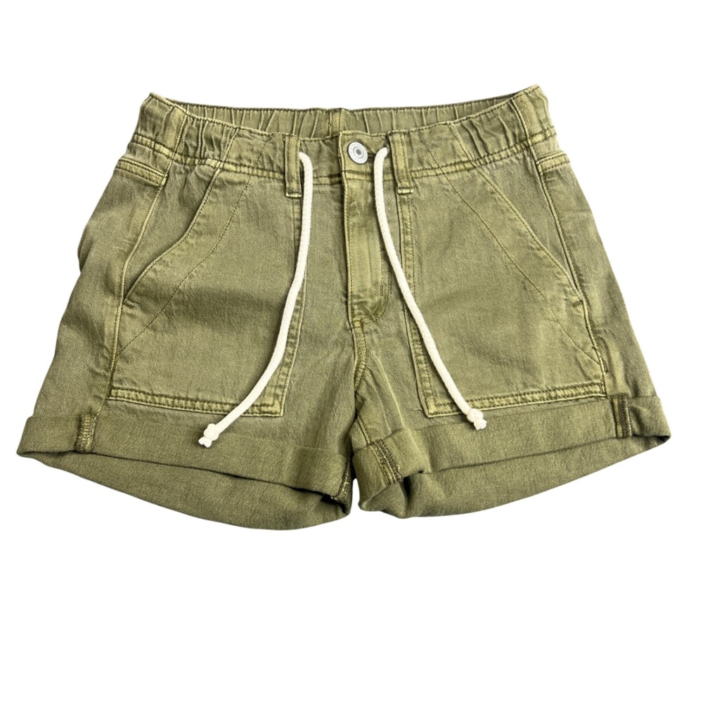American Eagle Olive Green Cargo Utility Shorts Stretch Drawstring Size 000